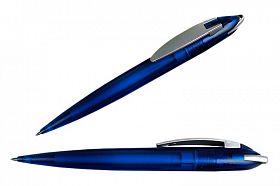 Ручка шариковая TZ автомат, синий полупр.пласт.корпус,с серебр. вставками, пласт. клип